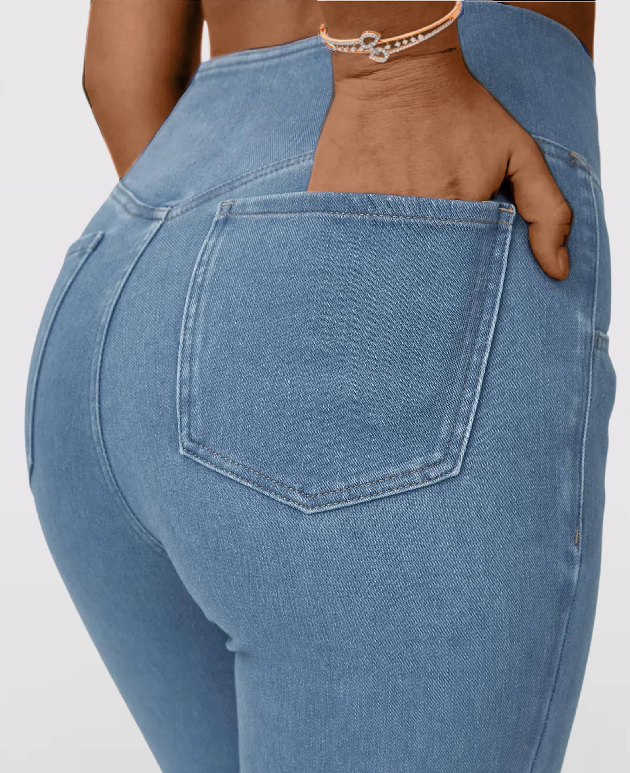 Crossover Waist Flared Denim Pants for Women