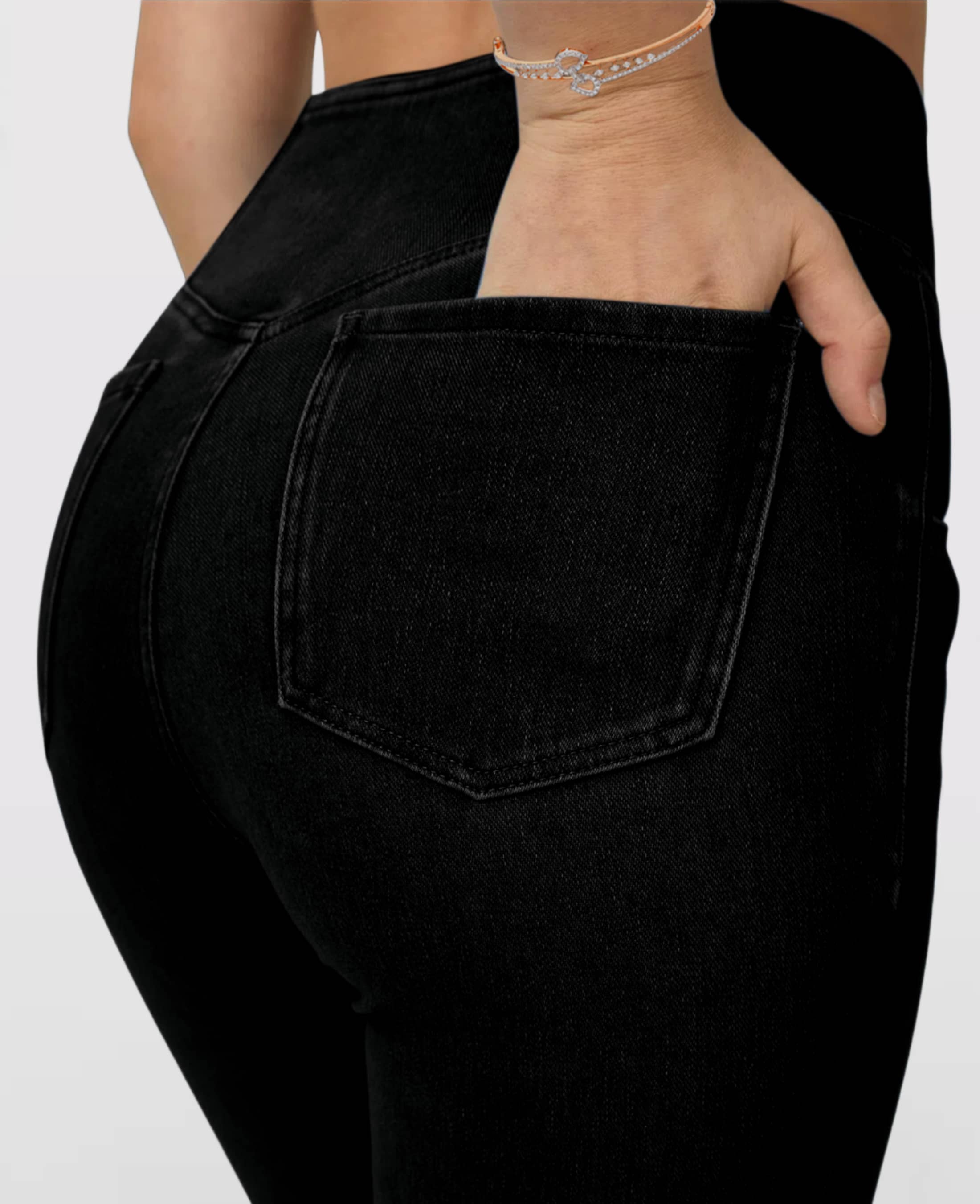Crossover Waist Flared Denim Pants for Women