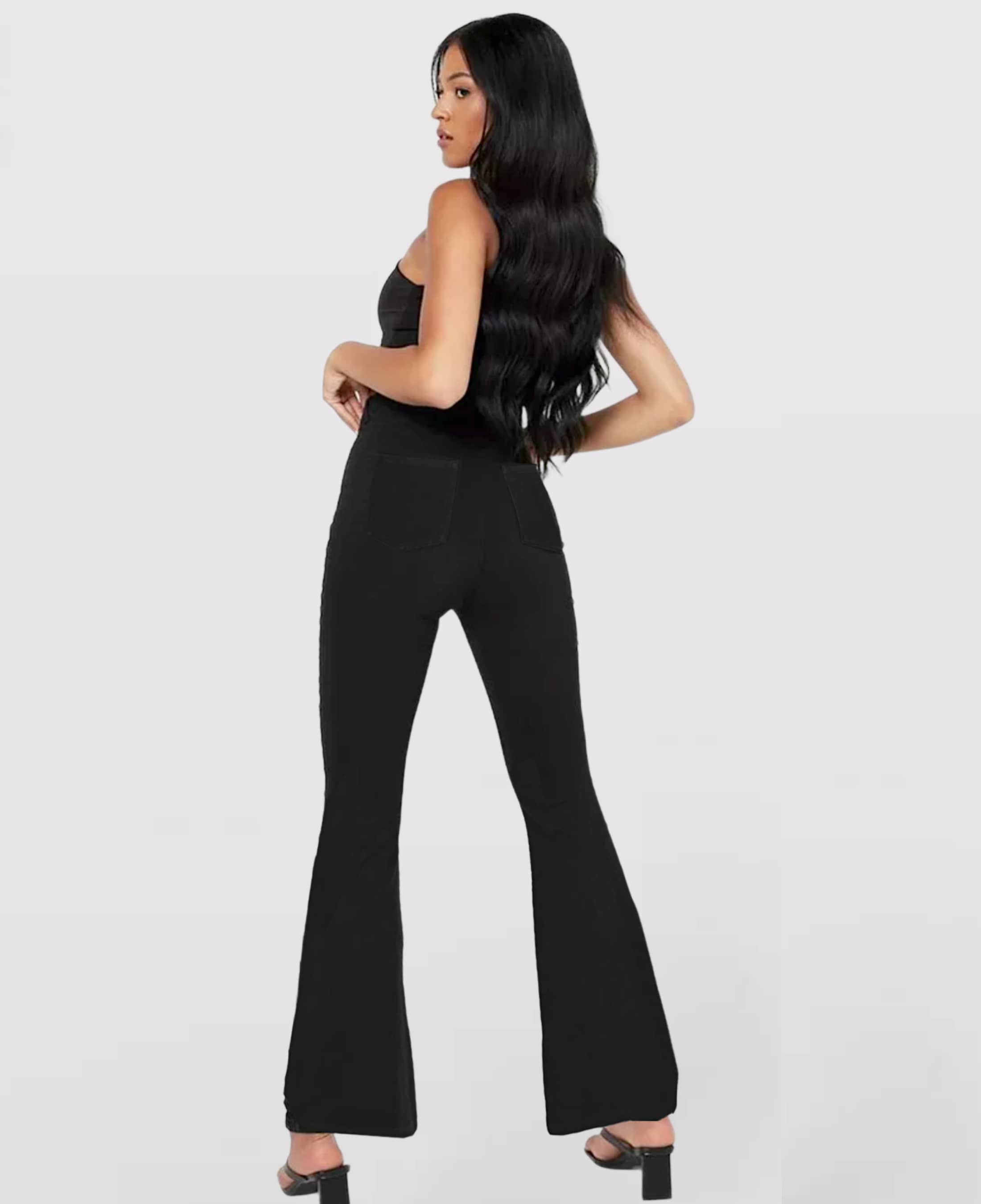 Crossover Waist Flared Denim Pants for Women