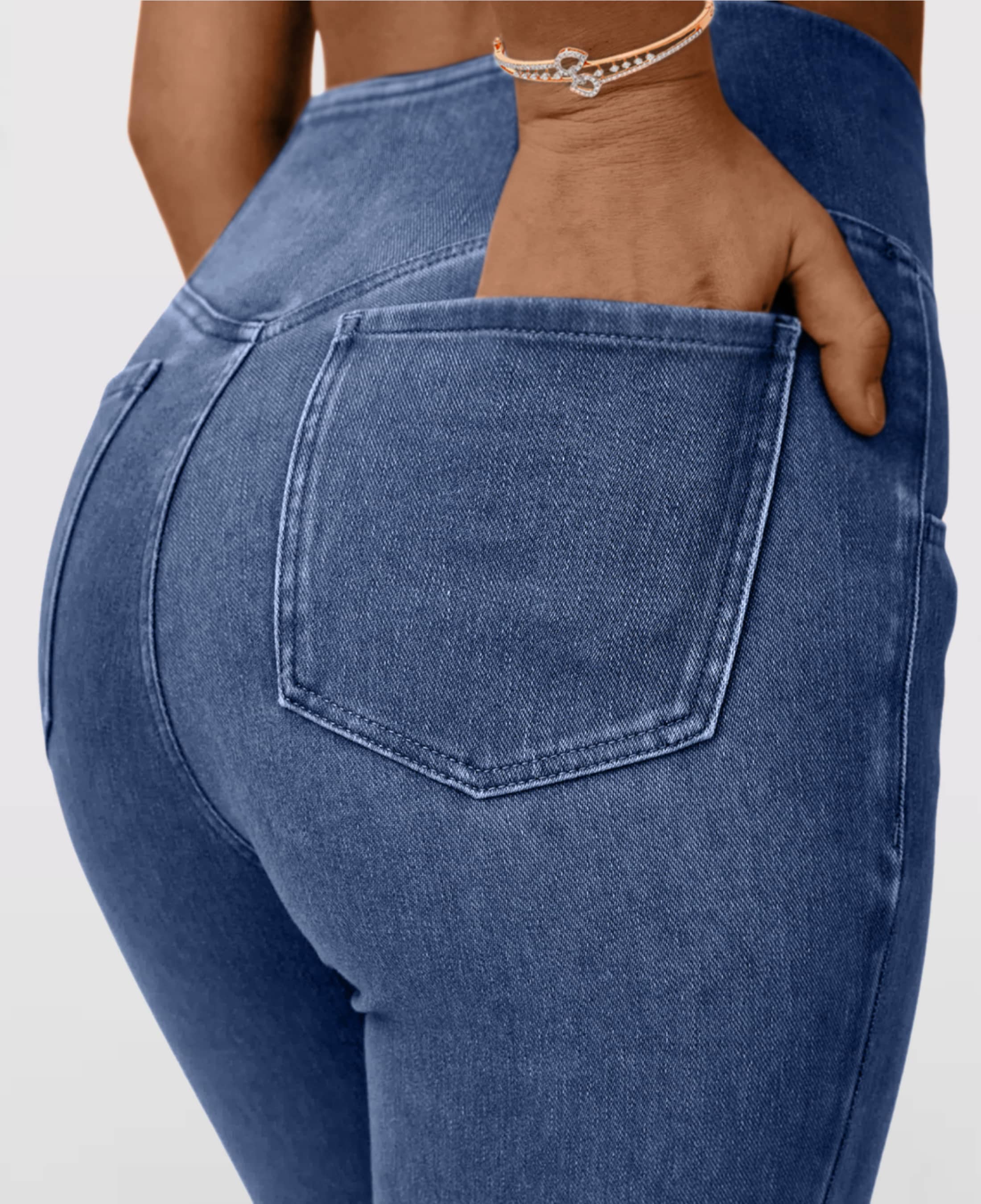 Crossover Waist Flared Denim Pants for Women