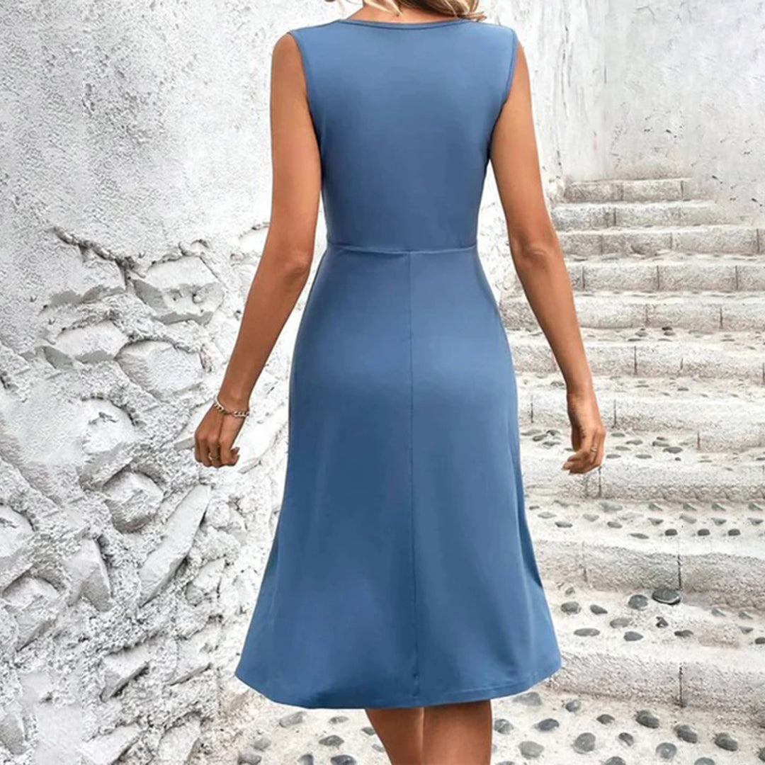 Women’s Sleeveless Summer Wrap Dress | Floral and Blue