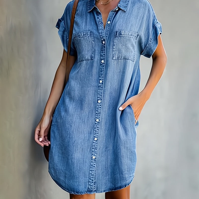 Shirt Dress with Button Placket for Women | Mini