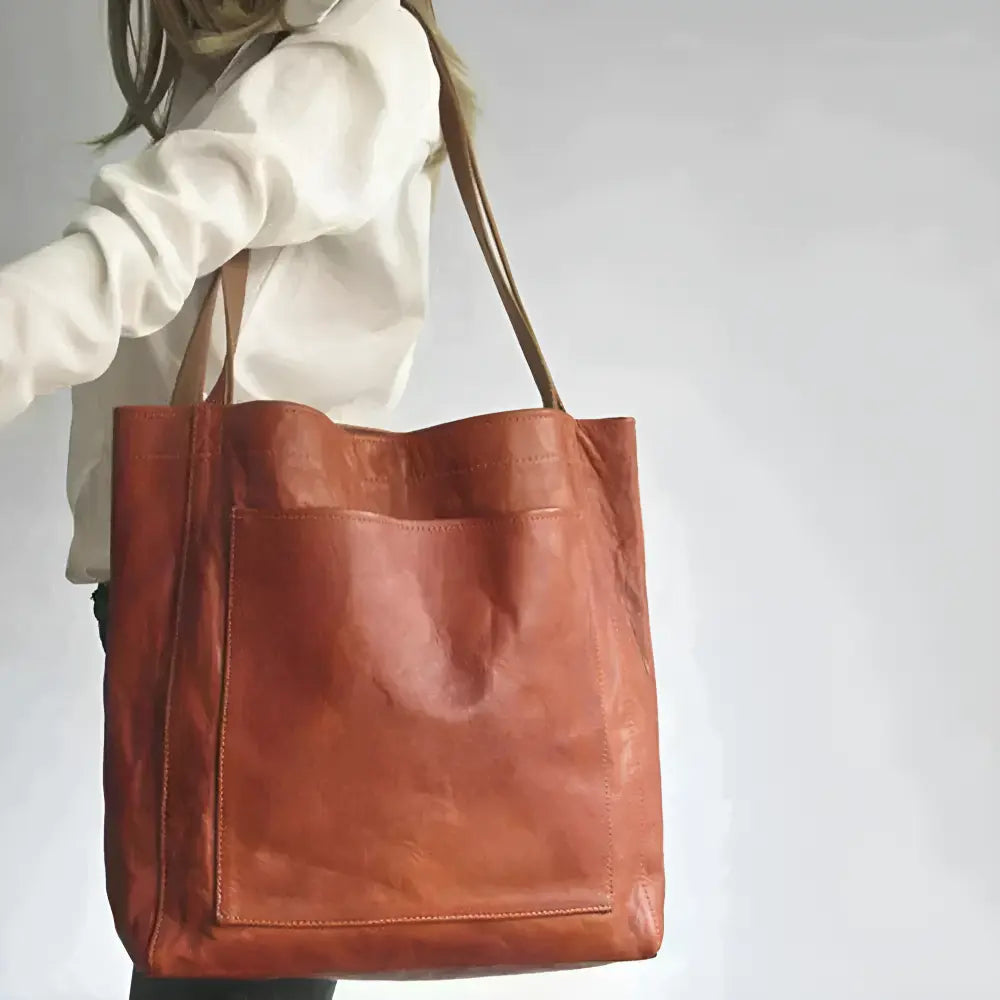Brown Vintage Tote Bag | Spacious Pockets