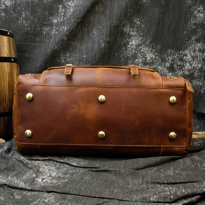 Large Vintage Travel Bag | Pockets