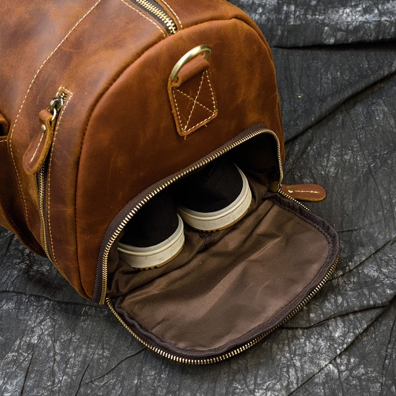 Large Vintage Travel Bag | Pockets