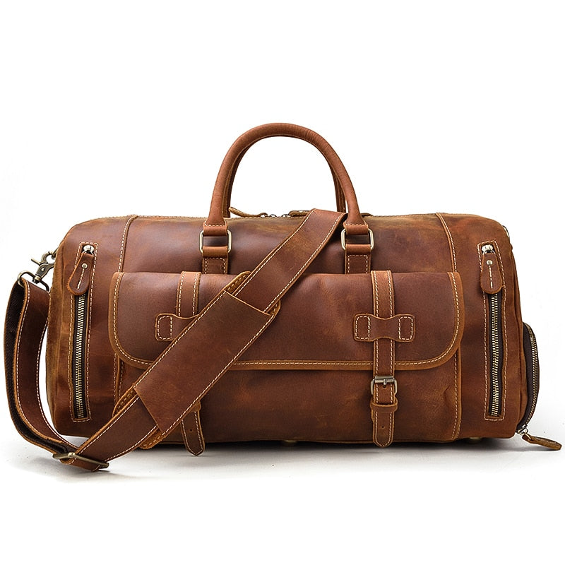 Large Vintage Travel Bag | Pockets