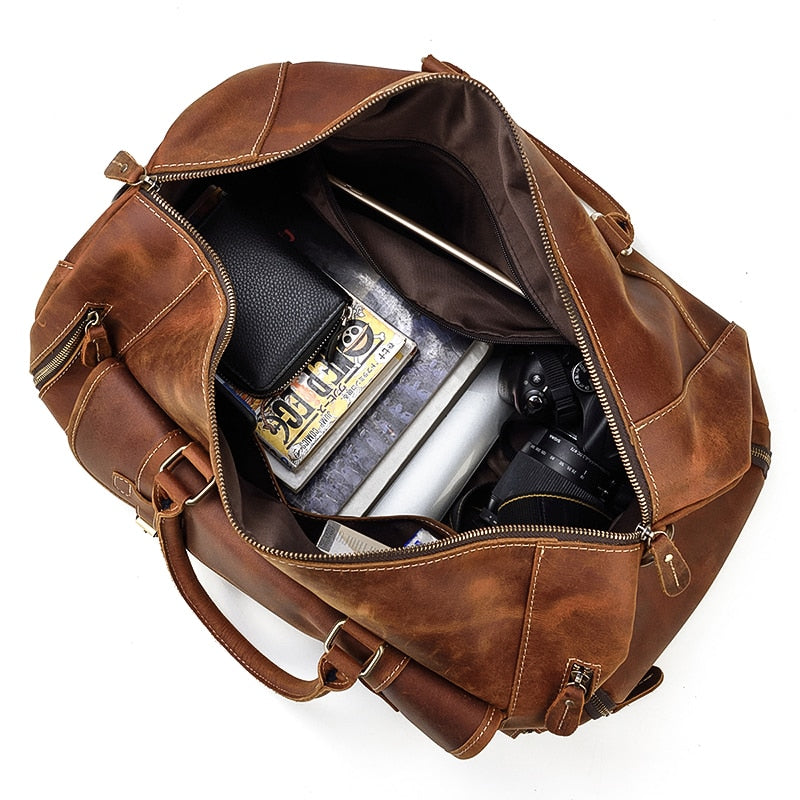 Large Vintage Travel Bag | Pockets