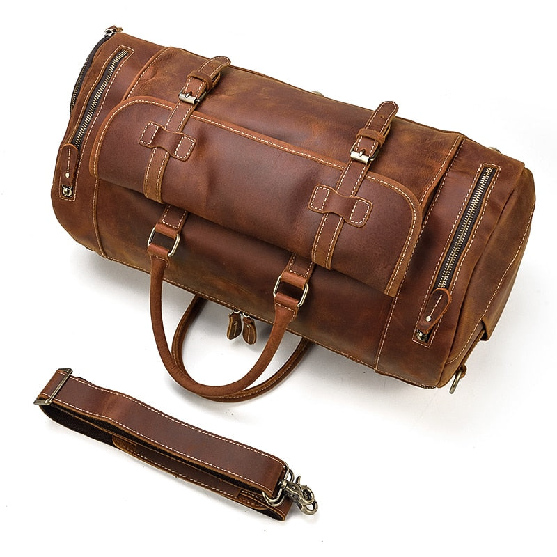 Large Vintage Travel Bag | Pockets