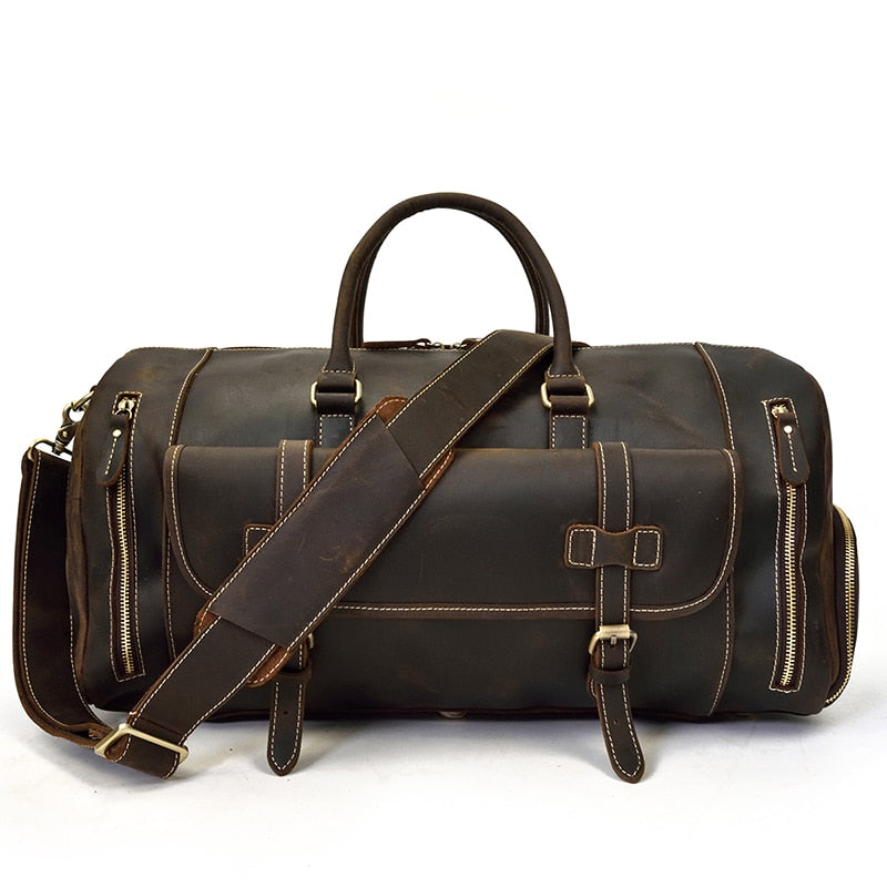 Large Vintage Travel Bag | Pockets