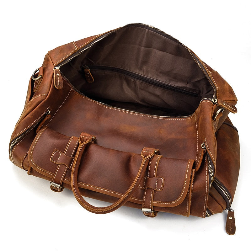 Large Vintage Travel Bag | Pockets