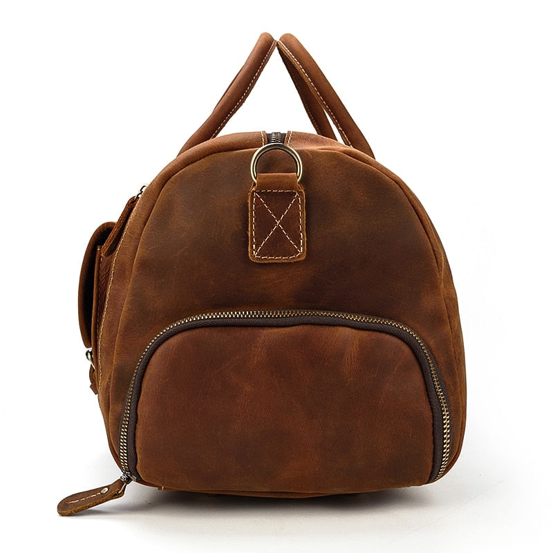 Large Vintage Travel Bag | Pockets