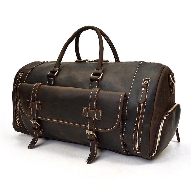Large Vintage Travel Bag | Pockets