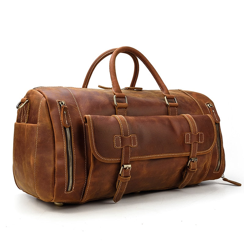Large Vintage Travel Bag | Pockets
