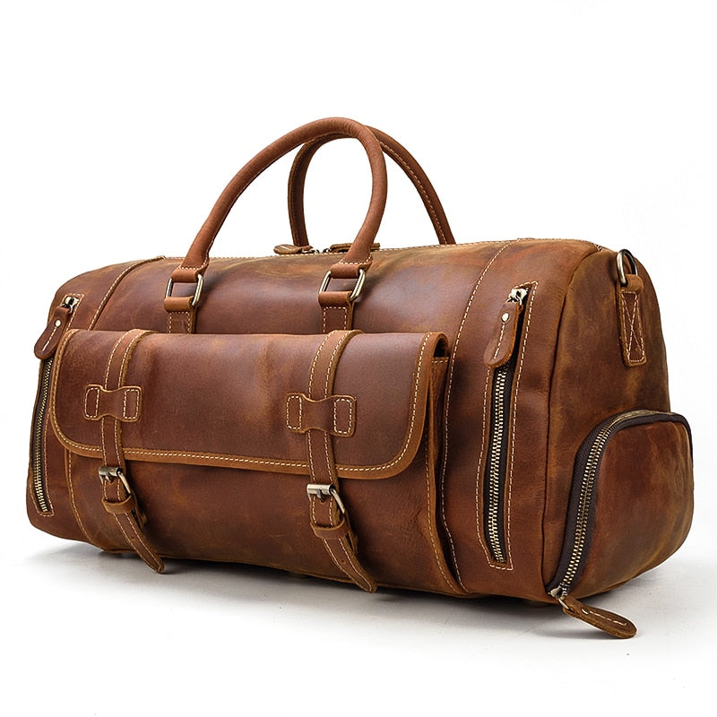 Large Vintage Travel Bag | Pockets
