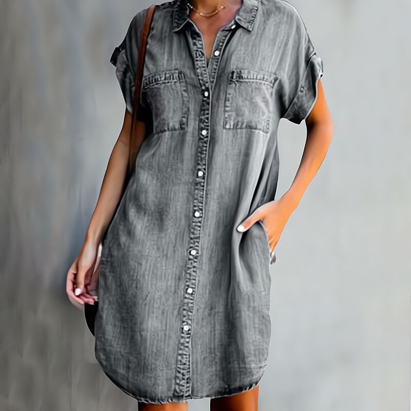 Shirt Dress with Button Placket for Women | Mini
