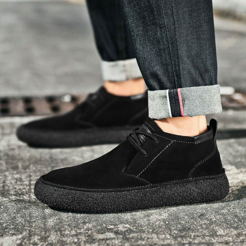 Men's Mid-Top Loafers with Textured Sole | Lace-Up Front