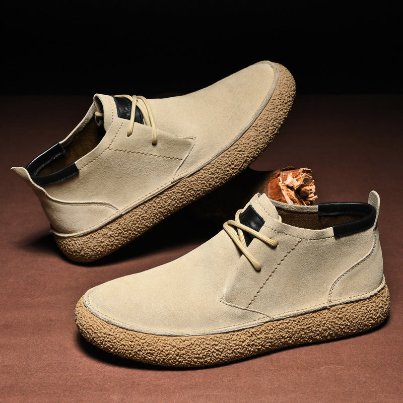 Men's Mid-Top Loafers with Textured Sole | Lace-Up Front