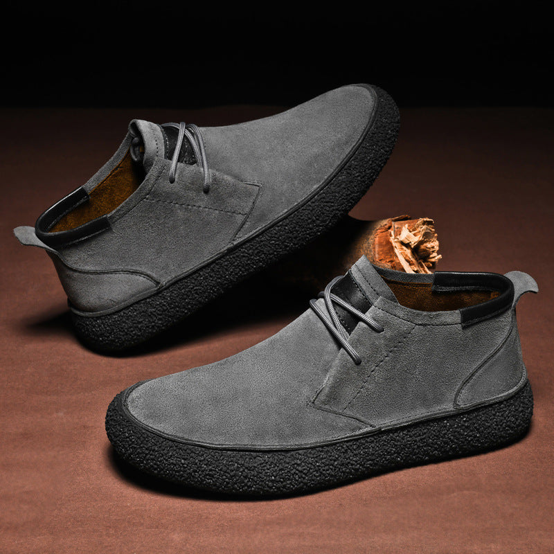 Men's Mid-Top Loafers with Textured Sole | Lace-Up Front