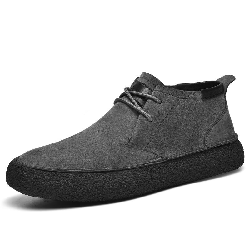 Men's Mid-Top Loafers with Textured Sole | Lace-Up Front