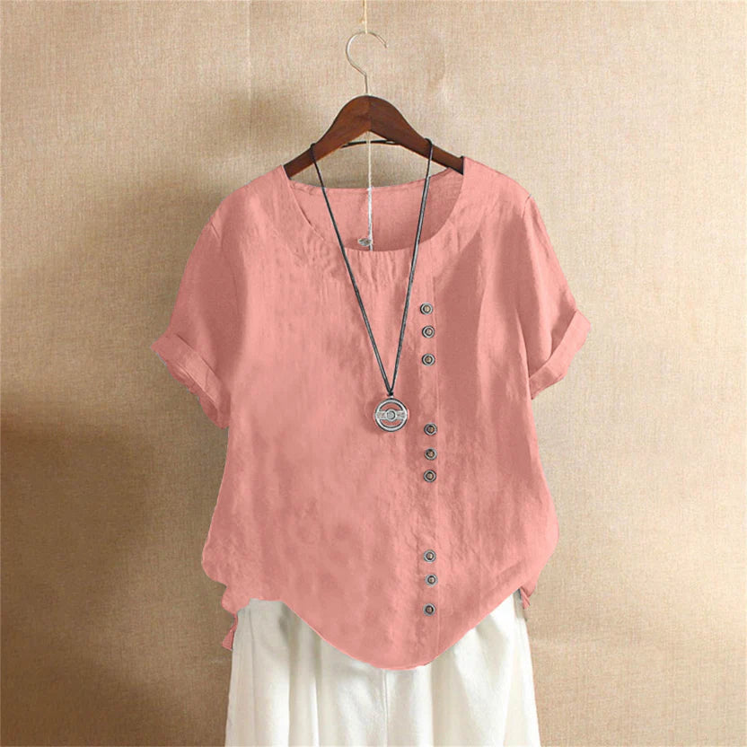 Women's Short-Sleeved Summer Blouse | Round Neck