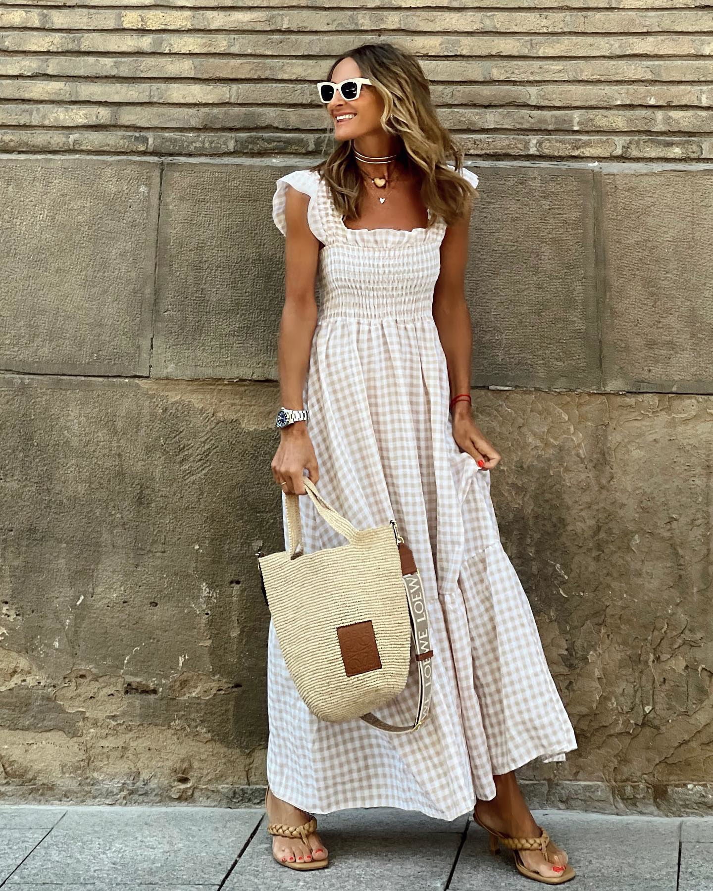 Women's Long Gingham Dress | Maxi