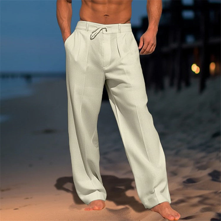 Men's Relaxed Fit Trousers | Drawstring Waist & Pleated Front