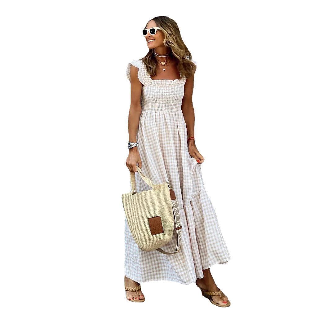 Women's Long Gingham Dress | Maxi