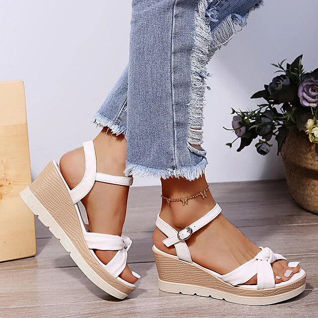 Womens Wedge Sandals with Buckle Strap | Platform