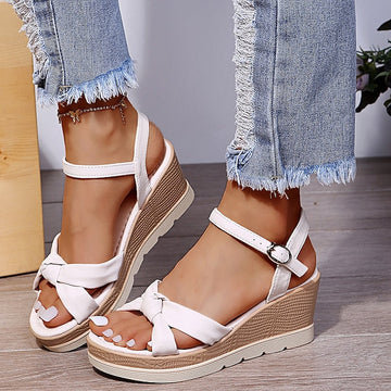 Womens Wedge Sandals with Buckle Strap | Platform