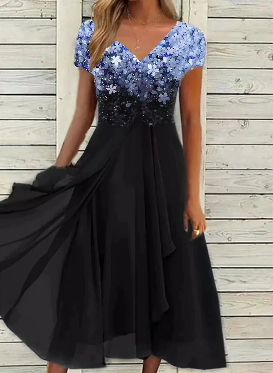 Women’s Casual Floral V-Neck Dress | Midi