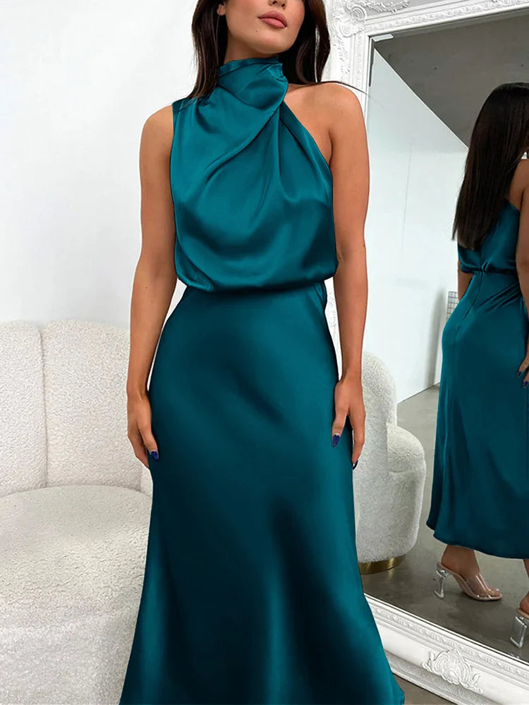 Women's Midi Wedding Guest Dress | One Shoulder