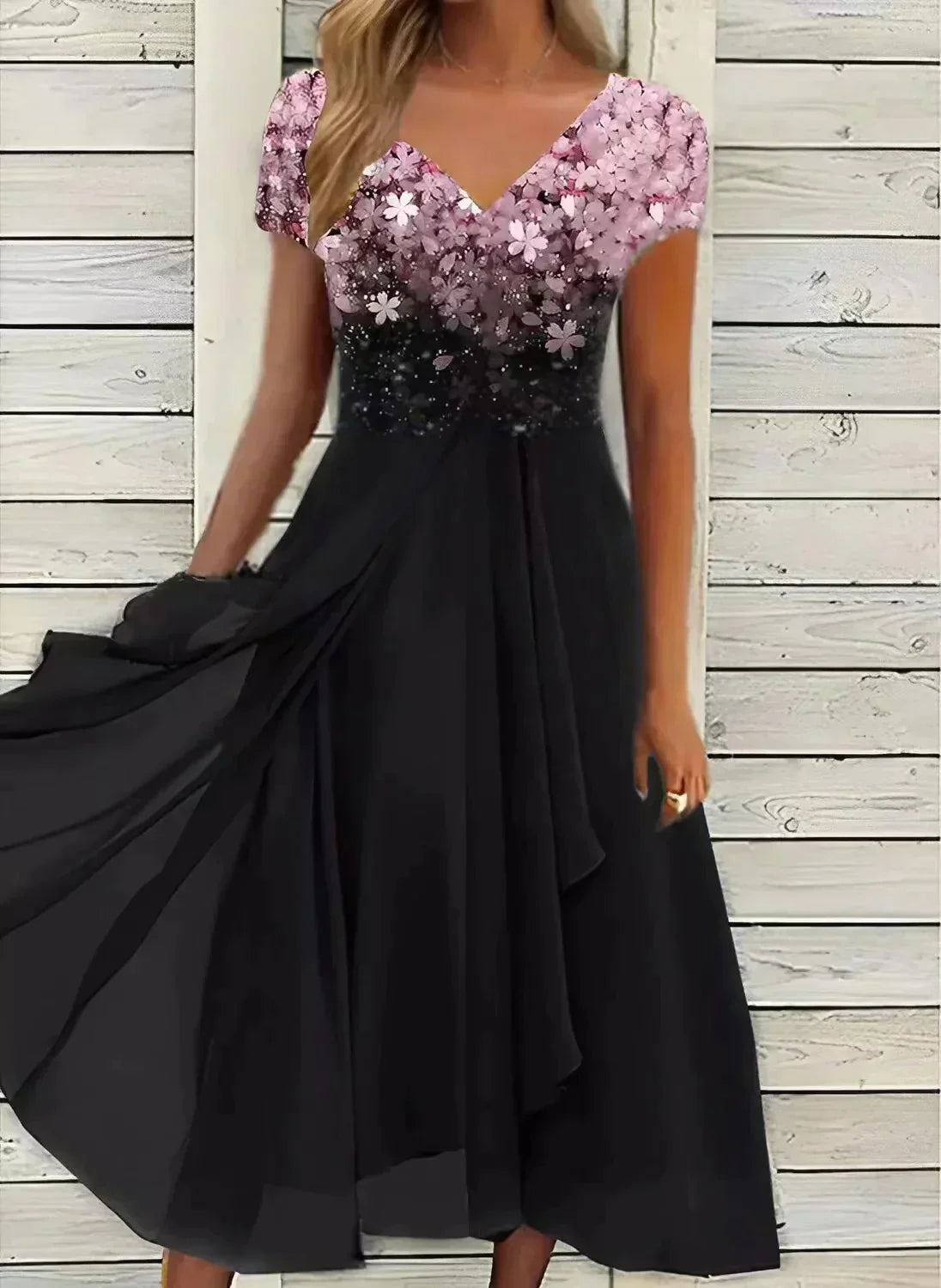 Women’s Casual Floral V-Neck Dress | Midi