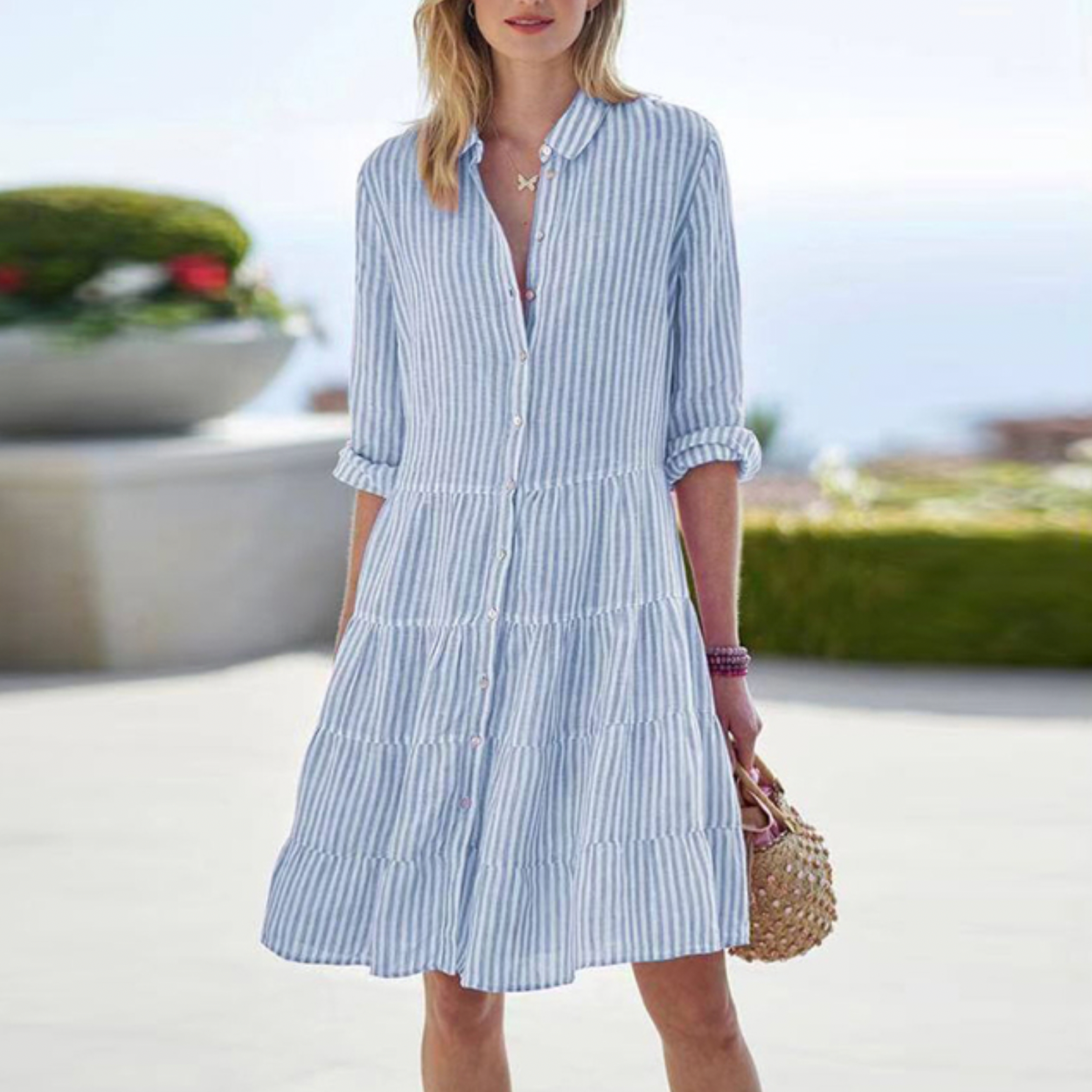 Women's Buttoned Shirt Dress | Gingham