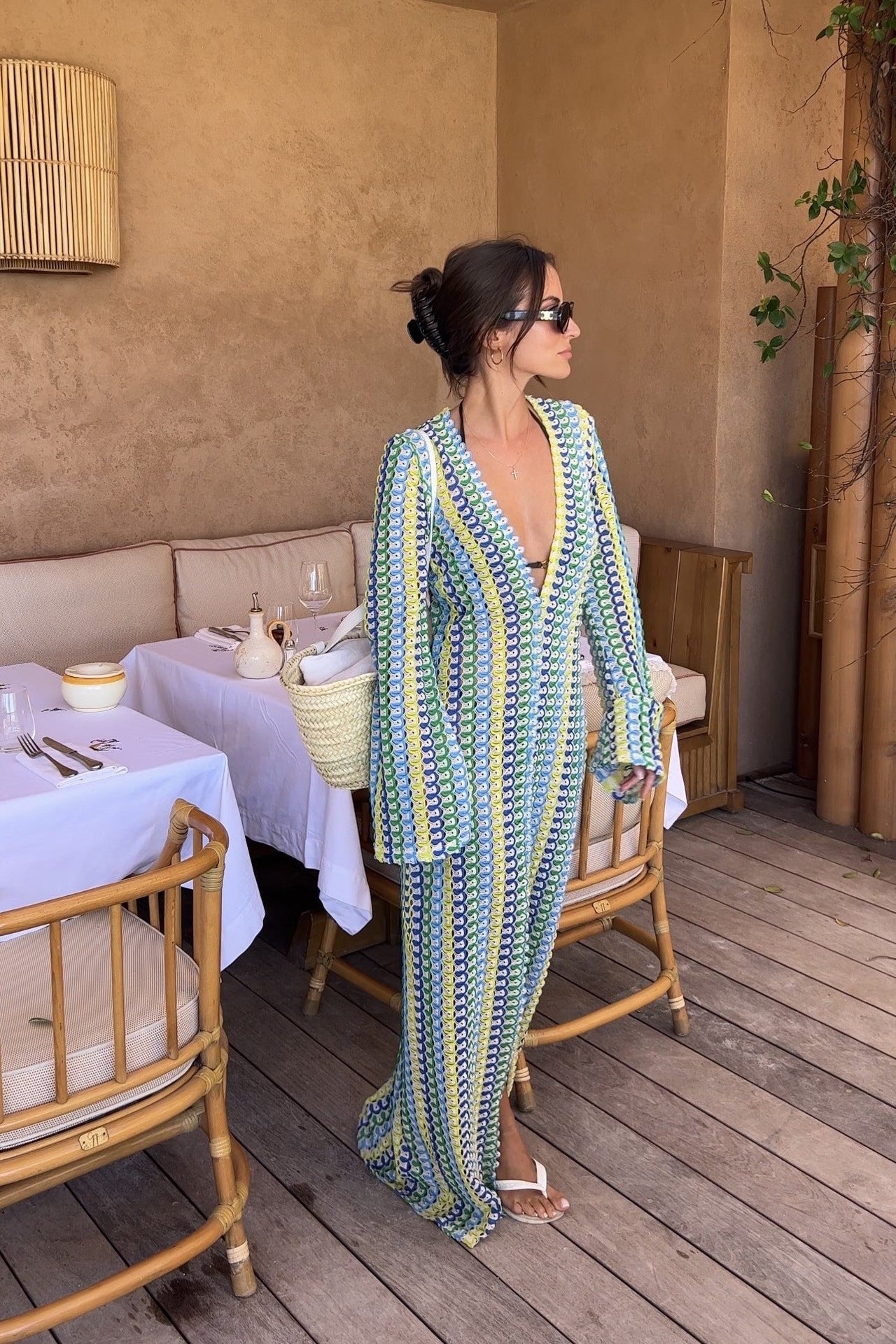 Alessia | Crochet Colorful Stripe Maxi Dress