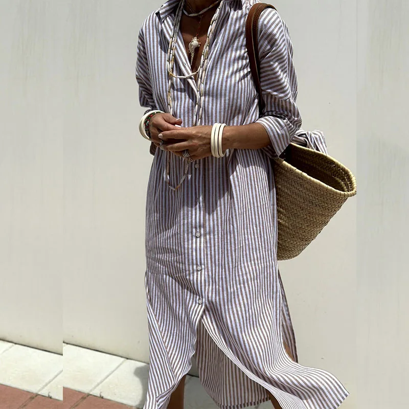 Indy - Striped Shirt Dress