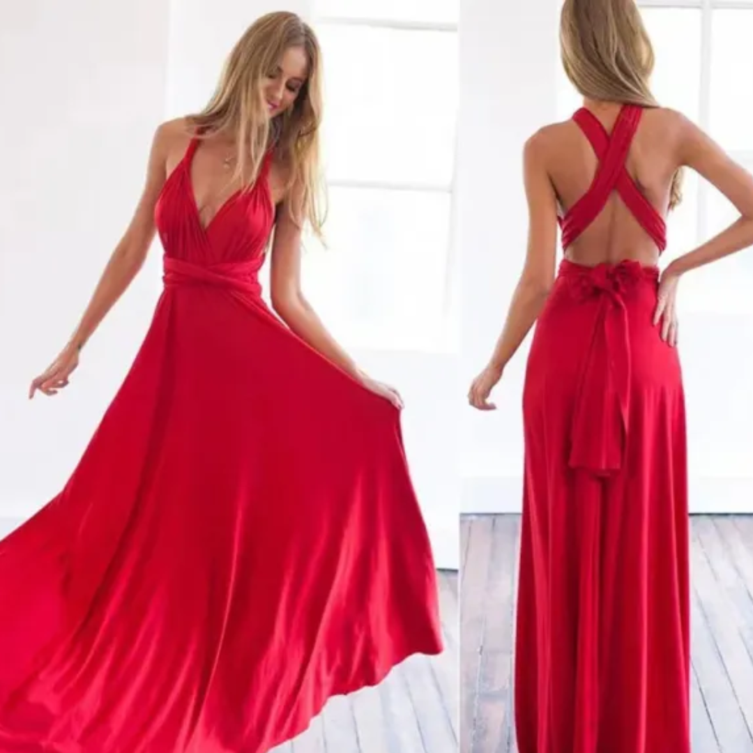 Backless Wrap-Style Bridesmaid Dress for Women | Maxi