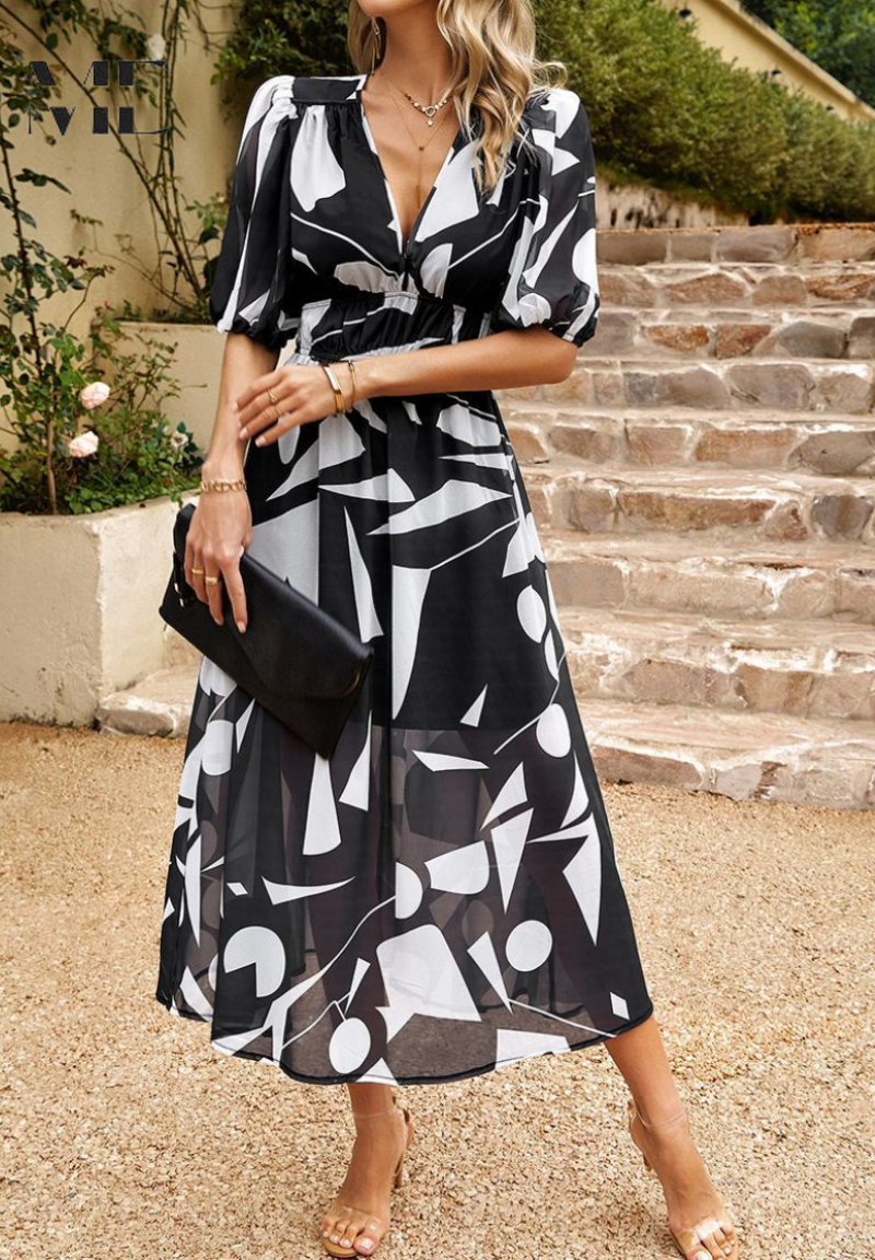 Women's Floral Midi Dress | V neck