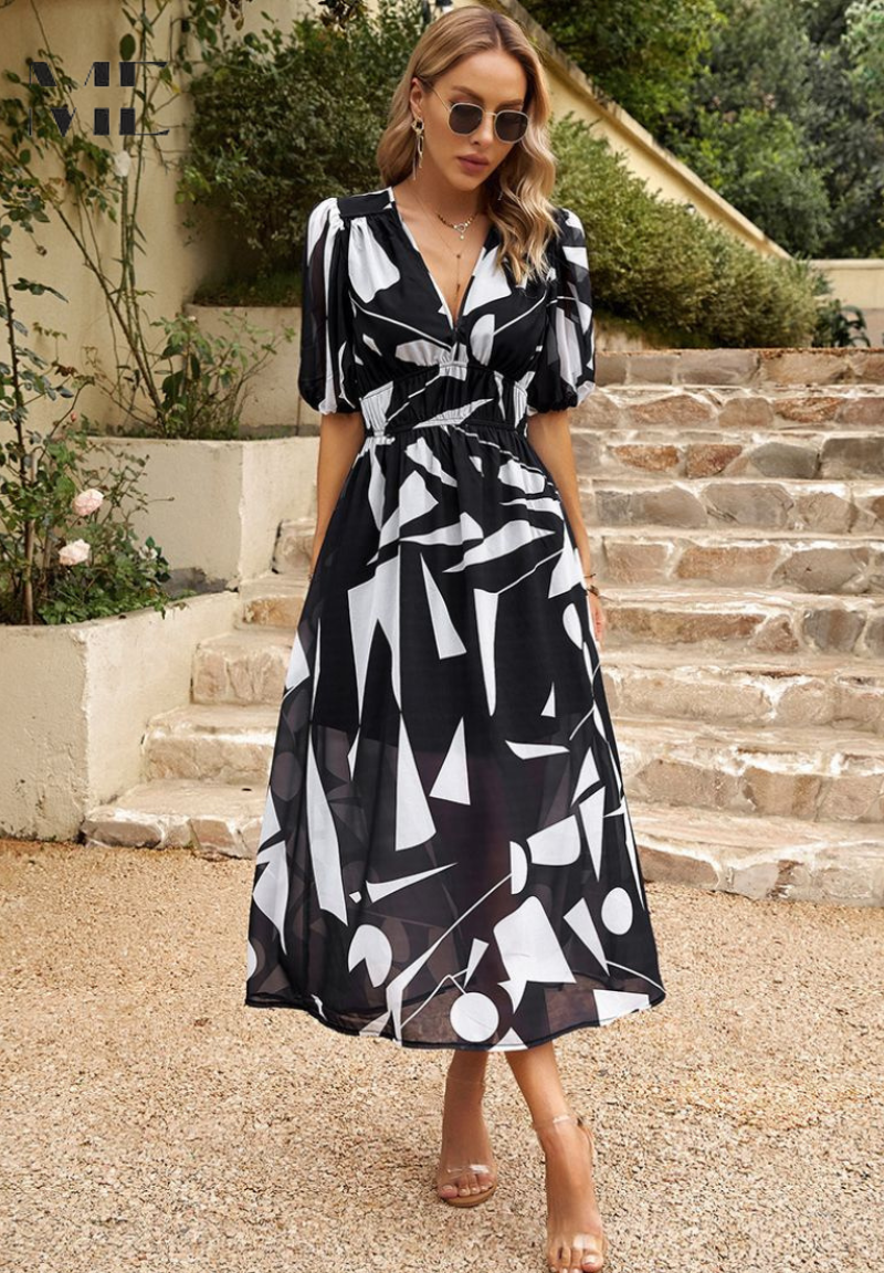 Women's Floral Midi Dress | V neck