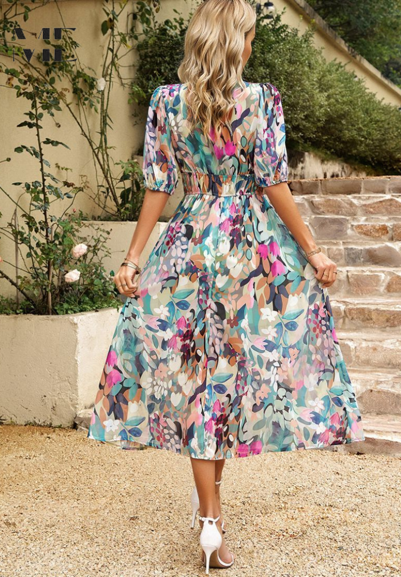 Women's Floral Midi Dress | V neck