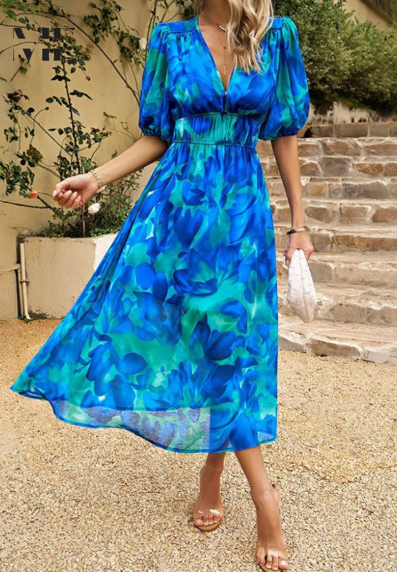 Women's Floral Midi Dress | V neck