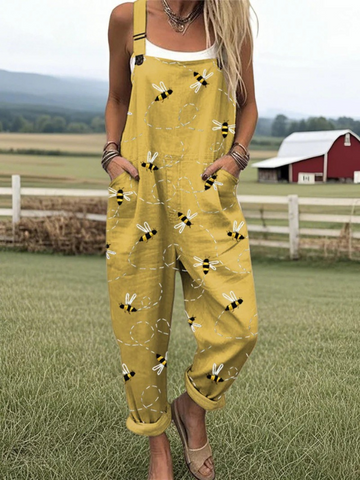Women's Casual Yellow Overall Jumpsuit | Summer