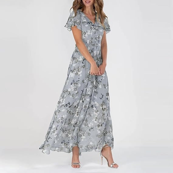 Women's Summer Formal Floral Wedding Guest Dress | Maxi