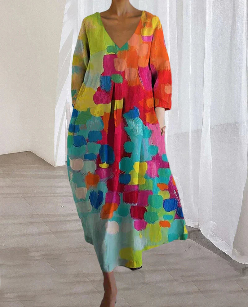 Women's Printed Multicolored Dress | Midi
