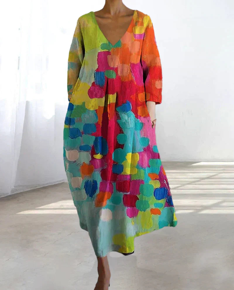 Women's Printed Multicolored Dress | Midi