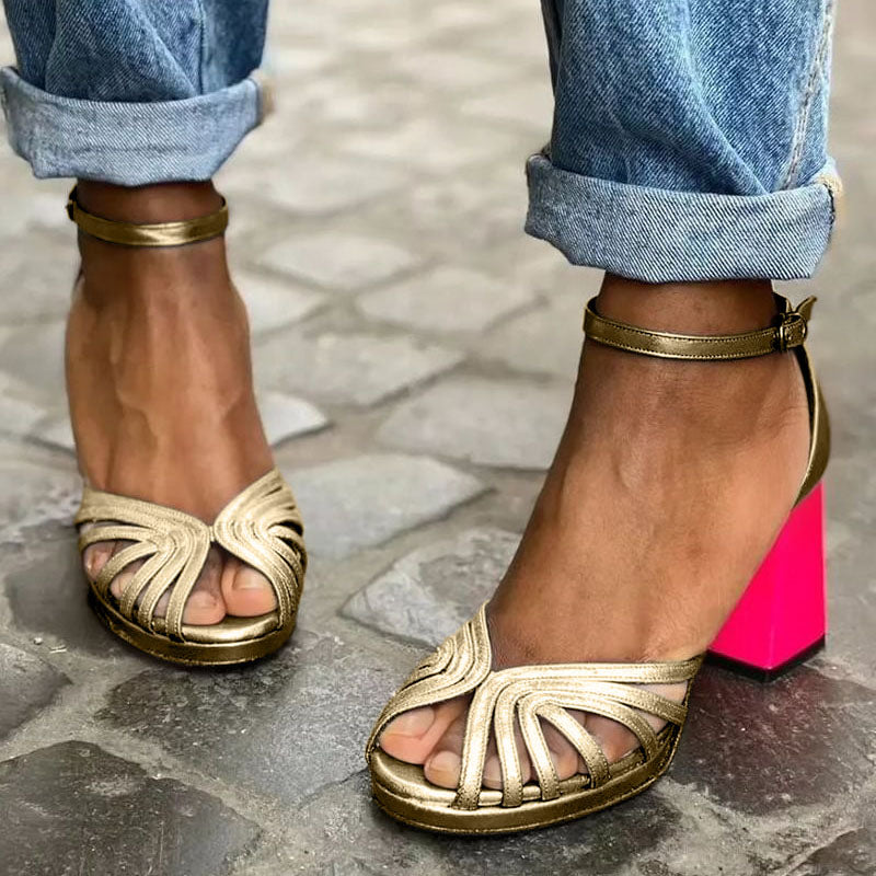 Women's High Heel | Pink Golden Color