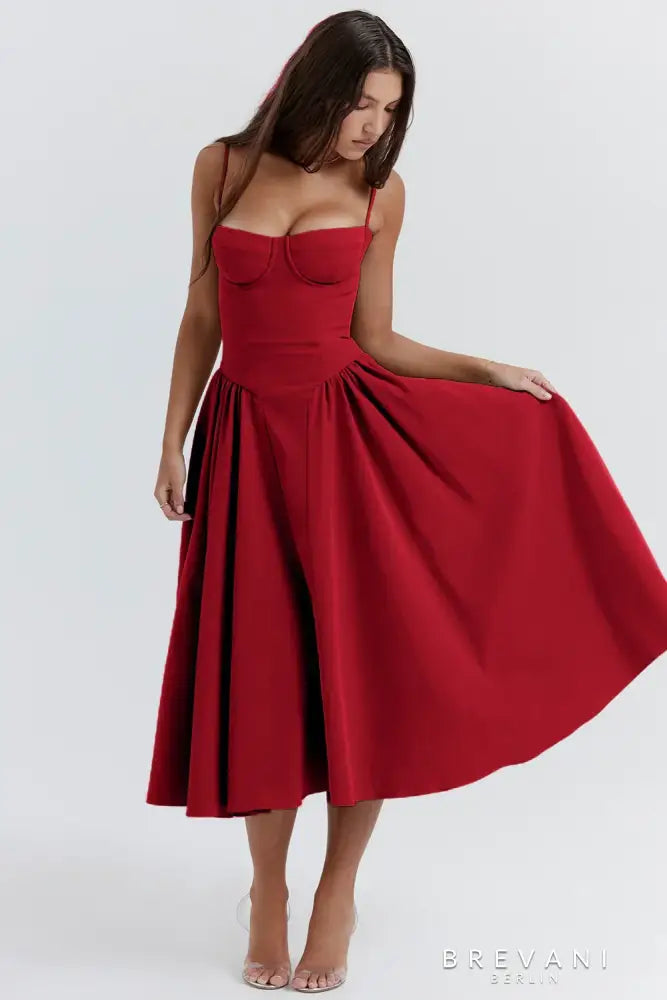 Caroline - Sleeveless Corset Midi Dress Attractive Fit