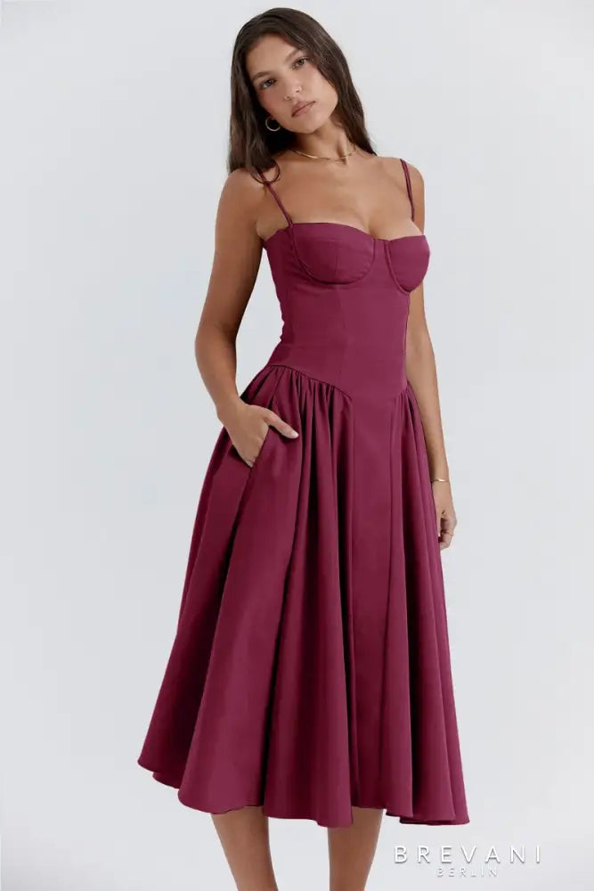 Caroline - Sleeveless Corset Midi Dress Attractive Fit