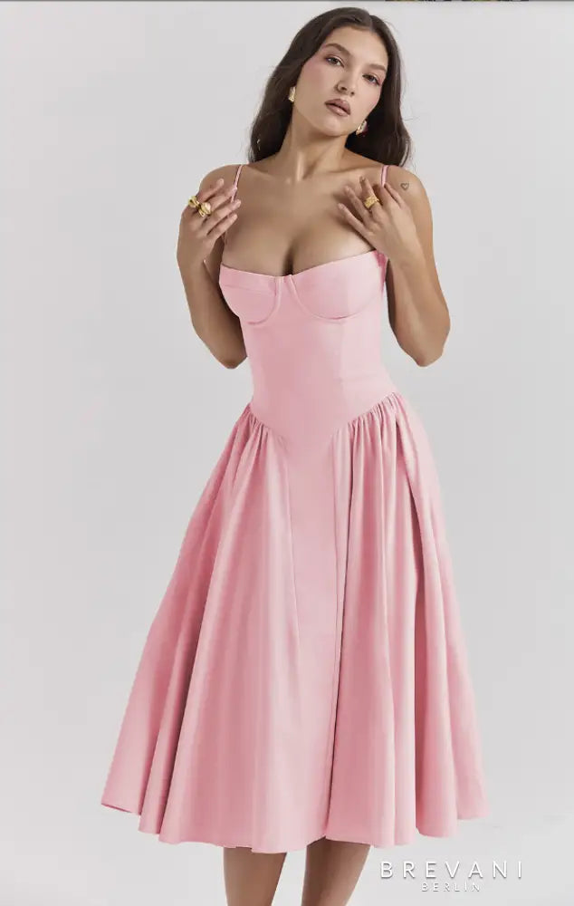 Caroline - Sleeveless Corset Midi Dress Attractive Fit