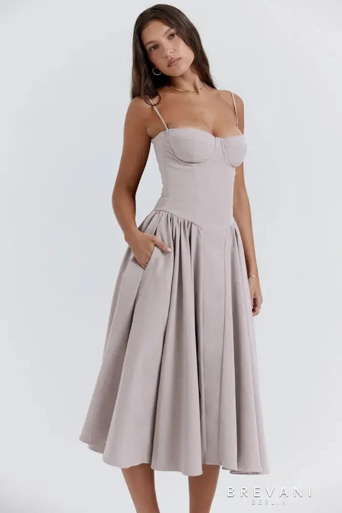 Caroline - Sleeveless Corset Midi Dress Attractive Fit