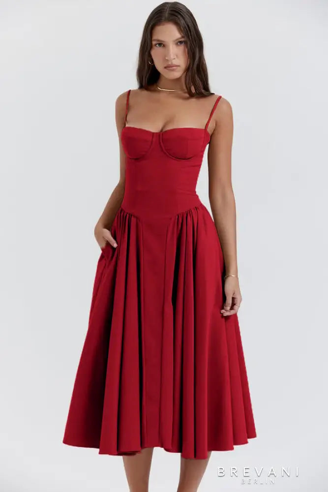 Caroline - Sleeveless Corset Midi Dress Attractive Fit